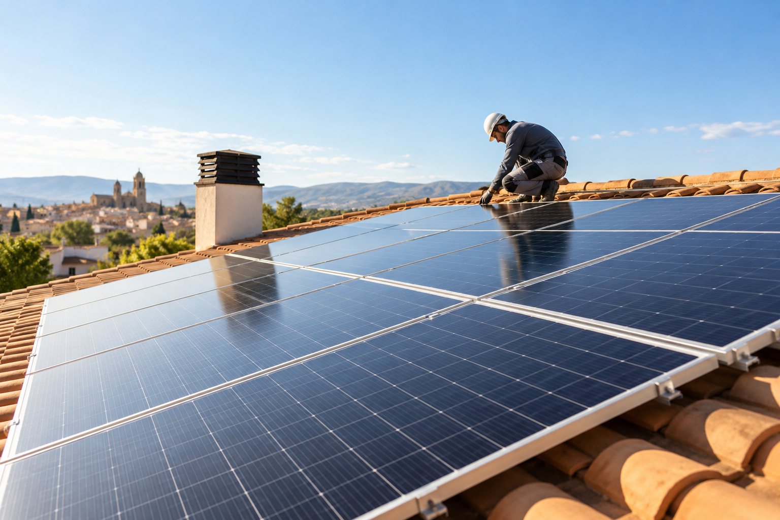 Paneles solares fotovoltaicos en una vivienda